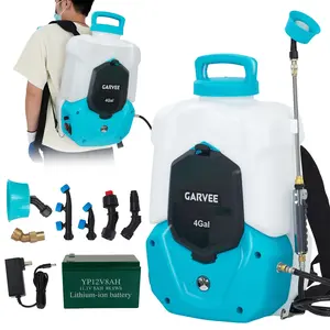 Battery Powered Backpack Sprayer - 4 Gallon, 12V 8Ah Electric Sprayer - 0-90 PSI Adjustable Pressure, 6 Nozzles & 2 Wands, Wide Mouth Lid, Trigger Lock - For Lawn, Garden, Weeding, Cleaning