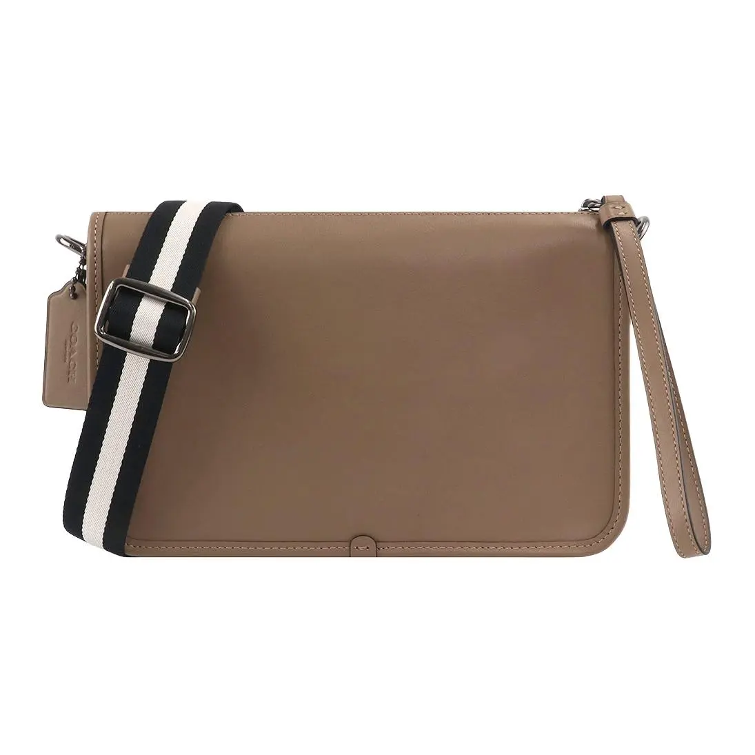 COACH Heritage 25 Dual-Use Leather Clutch and Crossbody Bag for Men – Khaki Brown