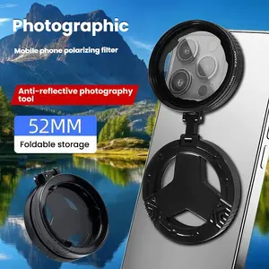 Magnetic Phone Polarizer Filter Cpl52mm, Reduces Reflections, Enhances Colors, Foldable, Essential for Mobile Photography