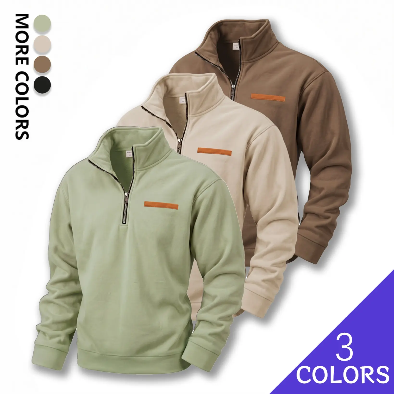 Men's Fleece Lined Quarter Zip Pullover Sweatshirt, Warm Stand Collar Long Sleeve Casual Hoodie Jacket, Soft Sherpa Interior Winter Tops for Daily Wear, Outdoor, Travel and Streetwear