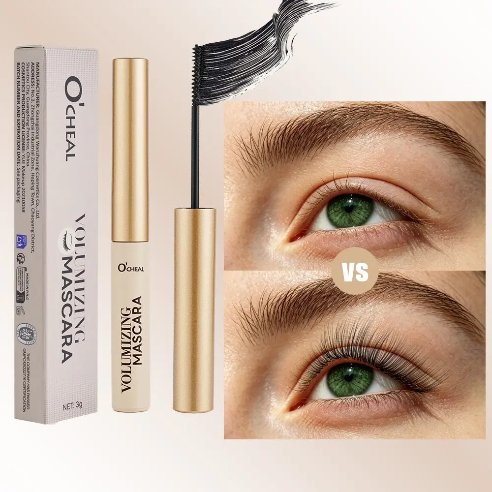 Volumizing Mascara with Tiny Precision Brush, Waterproof Sweatproof Long Lasting Curling Lengthening Mascara, Non-Clumping Smudge Proof Eye Makeup, Easy to Remove with Warm Water