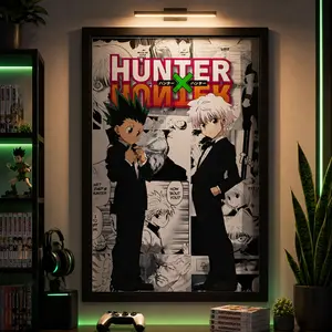 Hunter x Hunter Anime Poster - Hxh Gon Killua Poster - Hxh Poster - Hxh Anime Poster - Hunter x Hunter Wall Art - Hxh Print - Hisoka -Leorio, Canvas Wall Art Print, Anime Room Decor for Bedroom Dorm Gaming Room Office, Manga Poster Gift for Fans