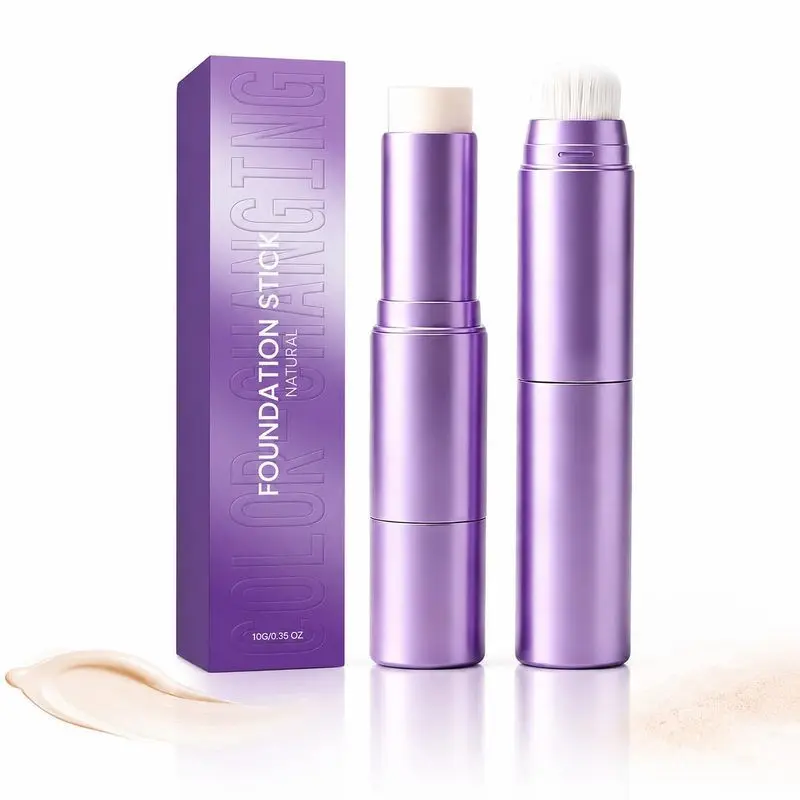 Official Foundation Stick, Changing Foundation Stick, 2-in-1 Color-Changing Foundation Stick, Hydrating, Long-Lasting, Lightweight Matte Concealer Foundation Stick