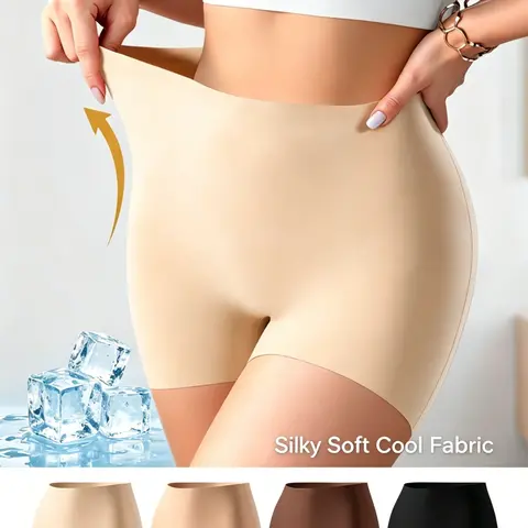 HOTCOM 4-Pack Women's High-Waist Tummy Control Garments Boyshorts (Stretchy Design - No Butt Pad), Seamless Butt Lifting Shapewear, Invisible Underwear, Breathable Fabric, Natural Skin Tone, Perfect for Dresses, Skirts and Daily Wear