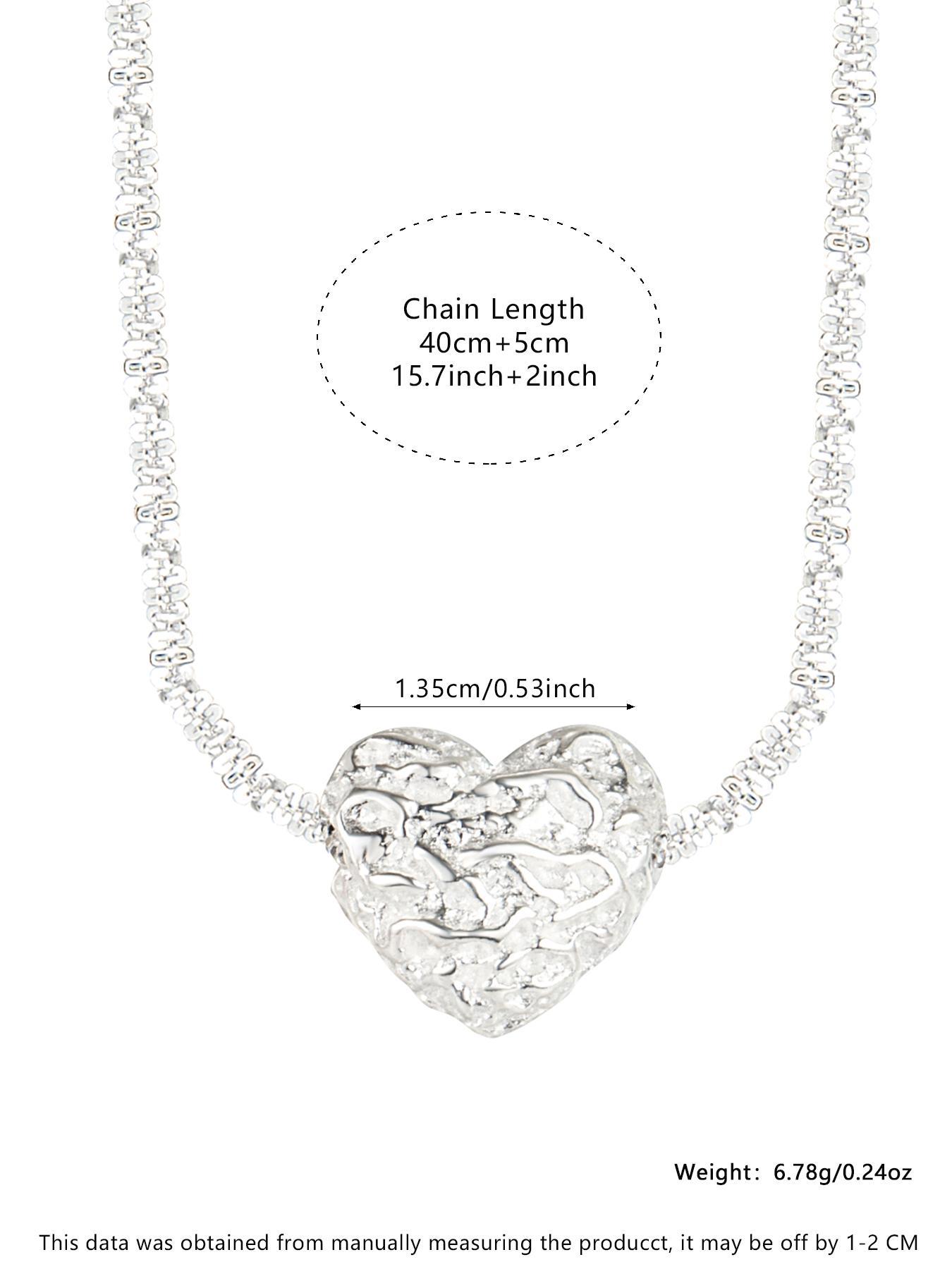 925 Sterling Silver Heart Shaped Pendant Necklace for Women, Fashion Jewelry for Party Clothing Decor, Trendy All-match & Exquisite Jewelry for Birthday Gift, Heart Design Necklace