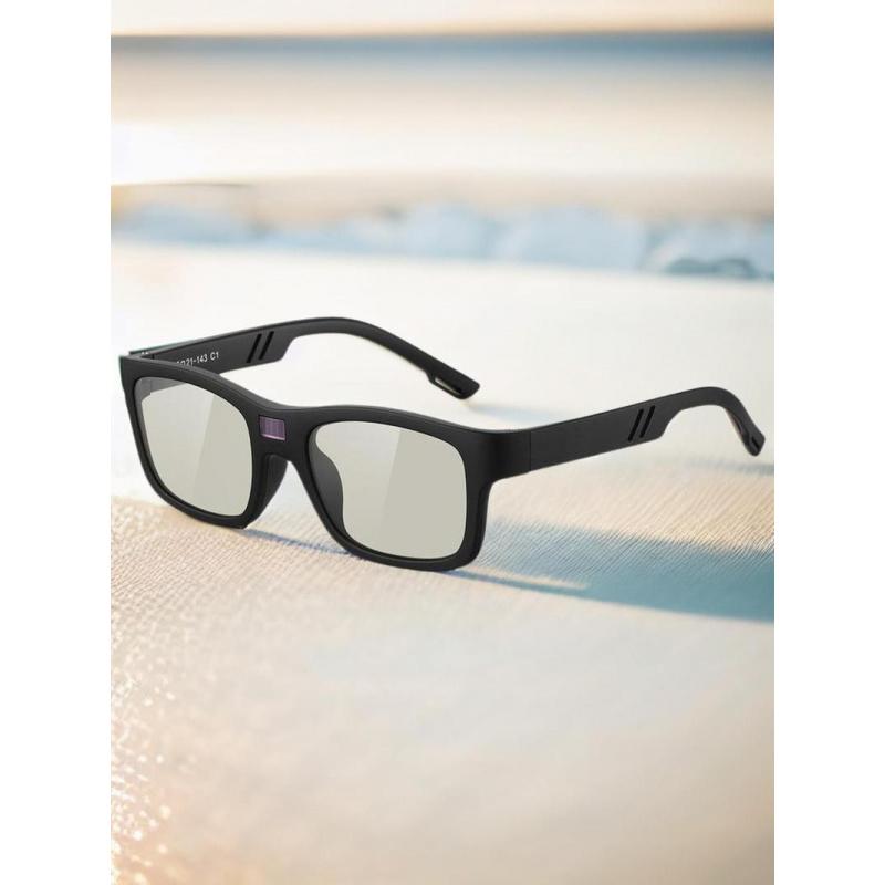 0.1 Seconds Photochromic Polarized Sunglasses Square UV Protection Smart Glasses for Men Women Lightweight TR Frame Durable Eyewear Wearable Card