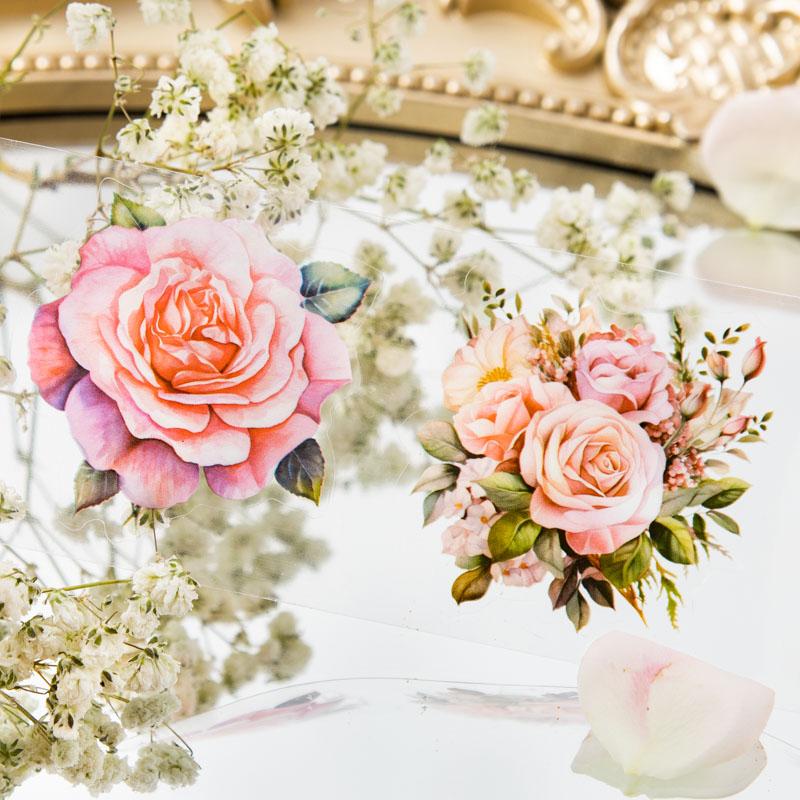 Flower Pattern Tape, 8 Rolls Waterproof Adhesive Tape, Diy Decorative Tape for Scrapbooking, Journaling, Gift Wrapping, Greeting Cards