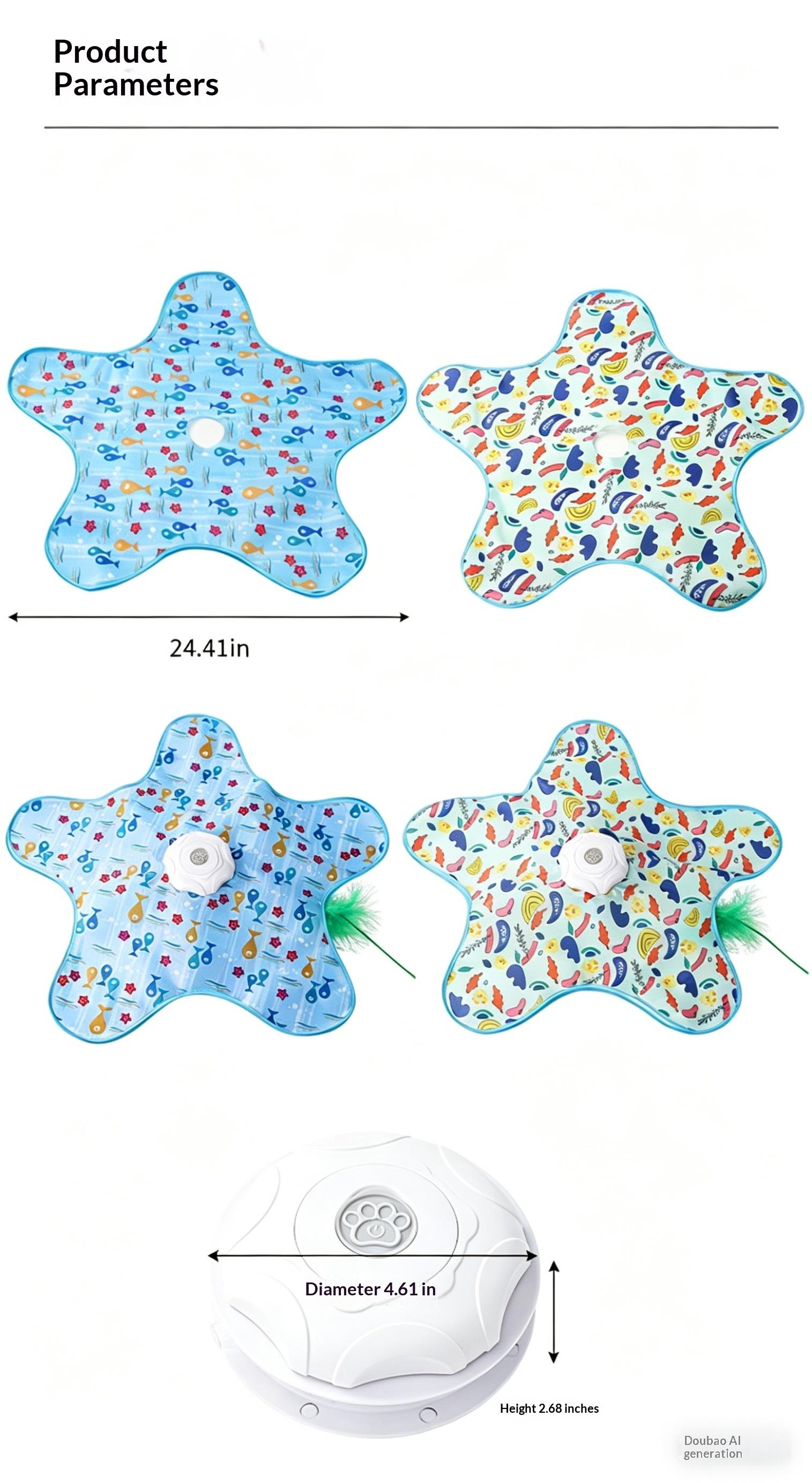 Interactive Underwater Themed Automatic Cat Toy, Hide-and-Seek Electronic Moving Feather Teaser for Indoor Cats, Self-Playing Kitten Enrichment Exercise Toy