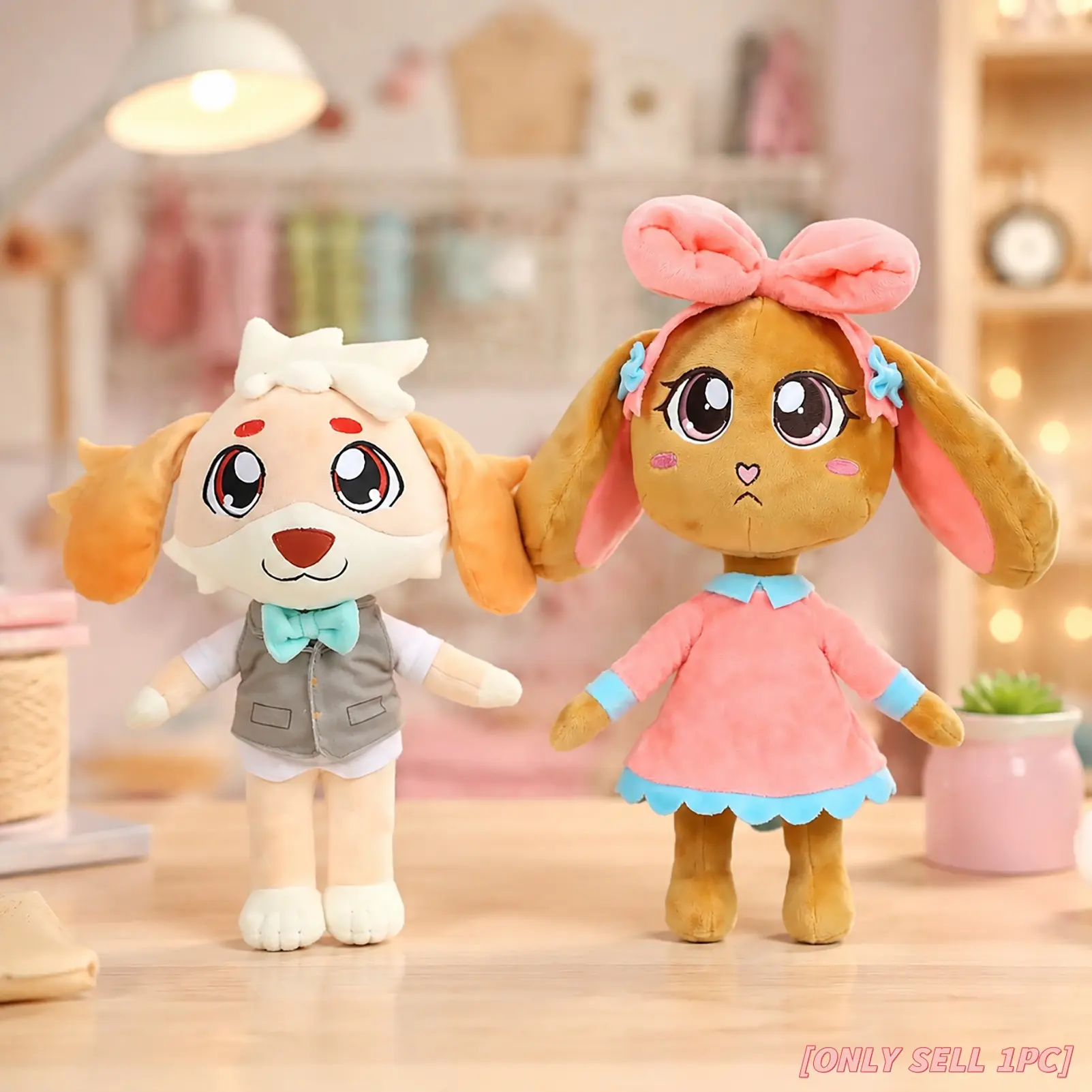 Buddy & Cinnabun Plush Toy, Cute Game Inspired Character Plush, Soft Cartoon Stuffed Animal Doll, Kawaii Collectible Figure, Room Decor Display, Birthday Gift, Holiday Present for Fans, Kids and Collectors