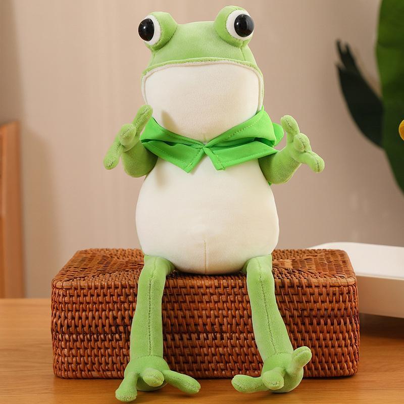 45/60/80CM Kawaii Cloak Frog Plush Toy Soft Stuffed Animal Lovely Hat Big Eyes Anime Doll Hug Pillow Birthday Xmas Gifts