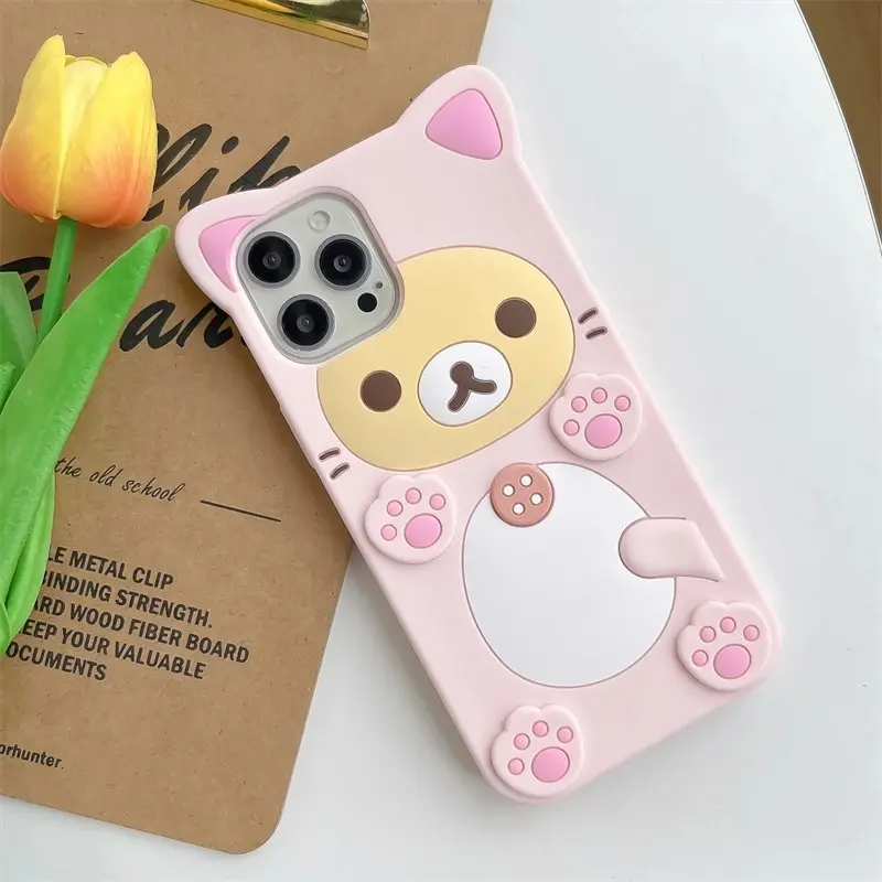 3D Cartoon Cute Bear Cat Paw Phone Case For iPhone 17 Promax 16 15 14 Plus 13 12 Pro Max 11 X Xs Max 7 8 SE 6s Mini Soft Silicone Shockproof Protective Couple Cover