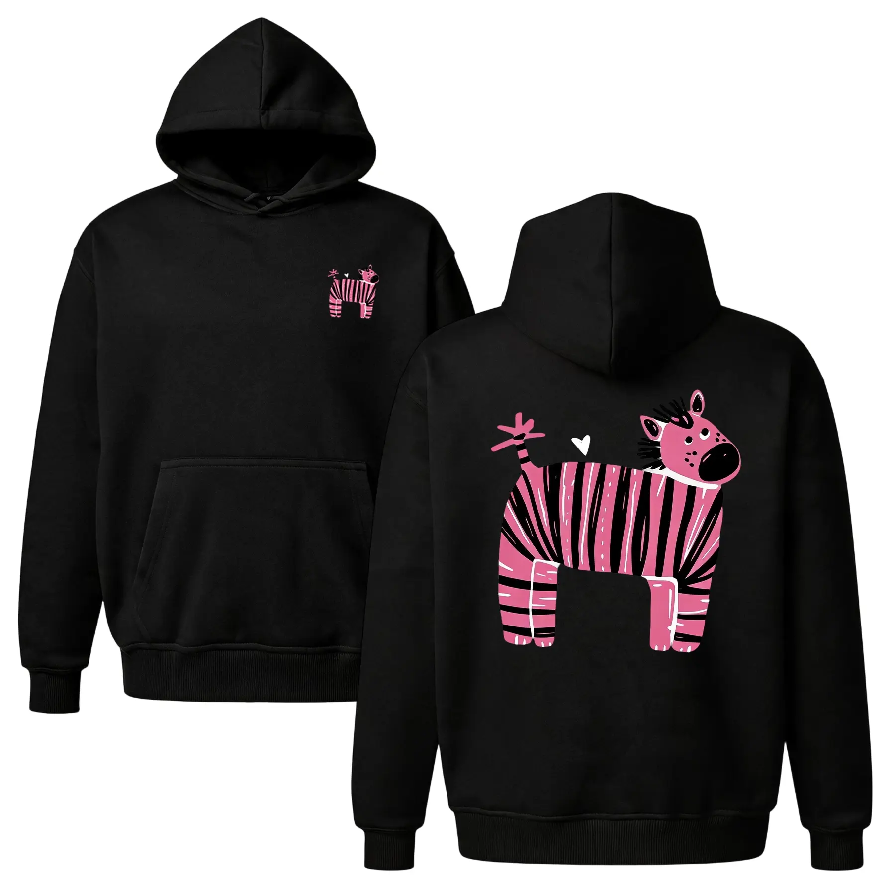 Y2K Cute Zebra Hoodie Graphic Streetwear - Unisex Oversized Baggy Fleece Sweatshirt, Retro Kawaii Animal Life Hoodie Cozy Comfy Outfit Casual Loungewear, Cheap Popular Everyday Versatile Gift for Him Her Birthday