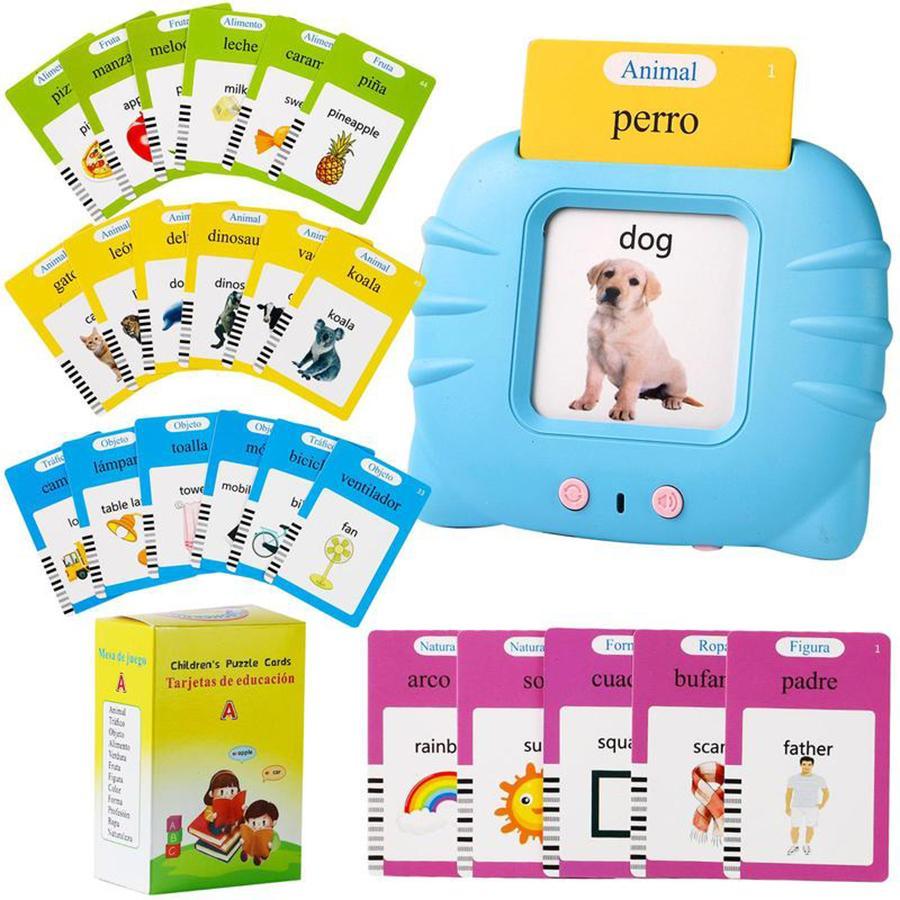 Spanish And English Talking Flash Card, Bilingual Instruction Cards, 1 Set Bilingual Learning Tool, Pocket Speech Training Tools, Educational Learning Tools for Boys & Girls Christmas Gift
