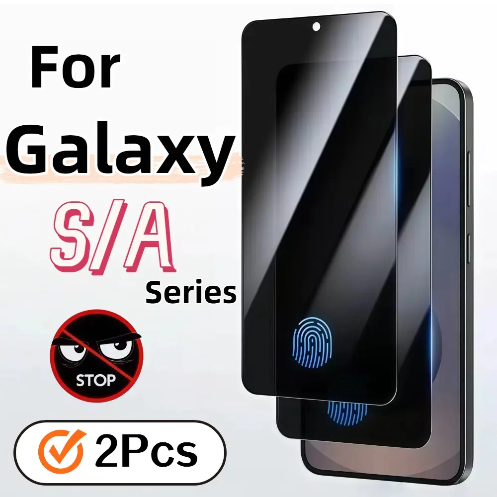 2-Pack Samsung Galaxy Screen Protector, Anti-Spy Tempered Glass, Dust-Free Bubble-Free, Easy Install, 9h Hardness, Ultrasonic Fingerprint Unlock