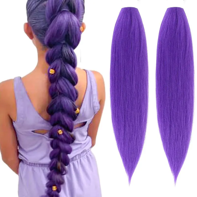 2pcs Long Purple Braiding Hair Pre Stretched Purple Hair Extensions for Braids Synthetic Hair Texture Synthetic Braiding Hair for Stage Party Halloween Costume Cosplay K-POP/KPOP Synthetic Hairpiece Synthetic Braided Hair #GLOBAL PICKS