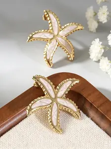 Trendy Stainless Steel Starfish Earrings, Ocean Style Fashionable Versatile Titanium Steel Non-Fading Jewelry Accessories