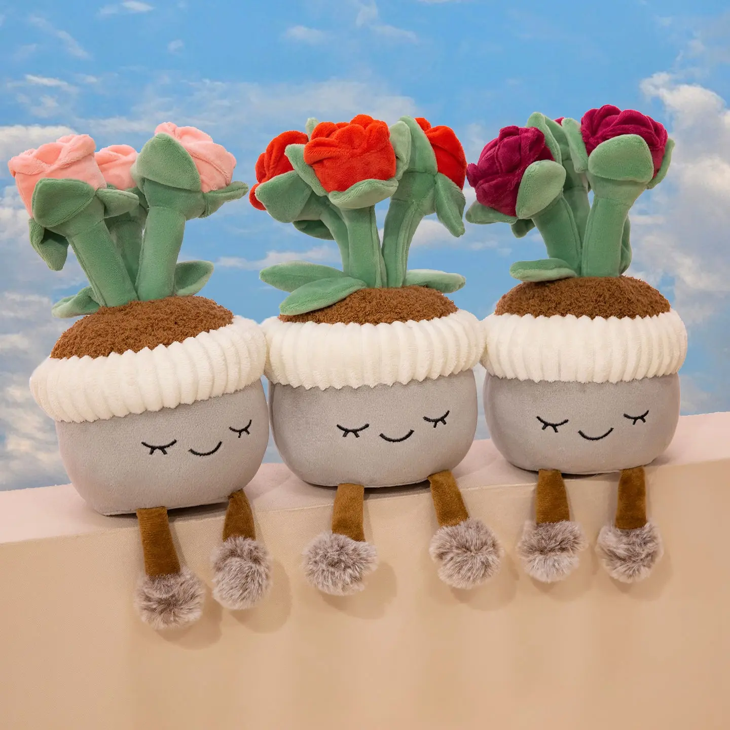 Rose Plant Plush Toy, Birthday Gift, Valentine's Day Decoration, Wedding Keepsake, Mother's Day Present, Unisex Decorative Item