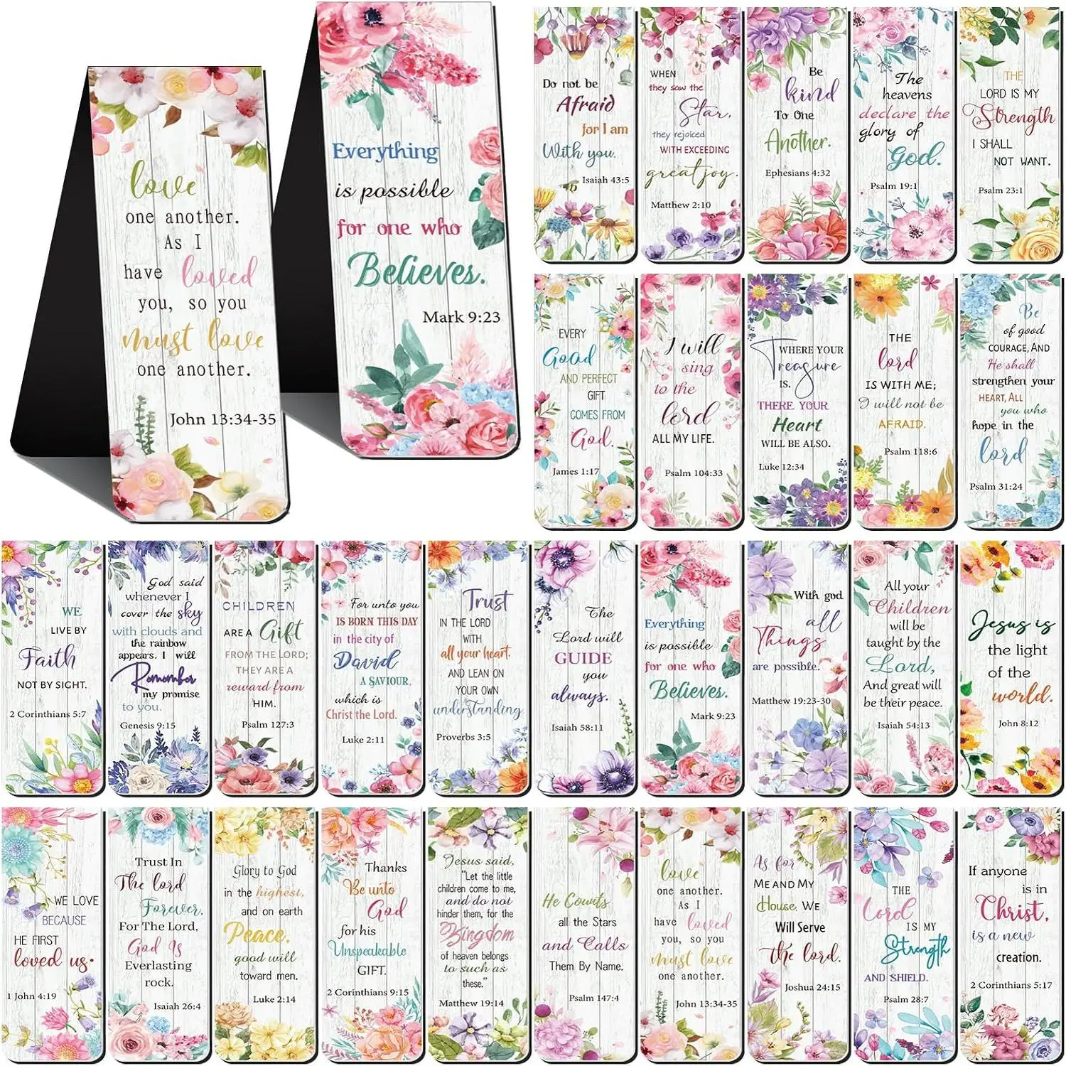 30 count  Christian Bookmarks -  Verse Inspirational Scripture Page Clips, Religious Prayer Bookmarks for Women, , Teachers, Church Supplies & School Gifts(Flower)
