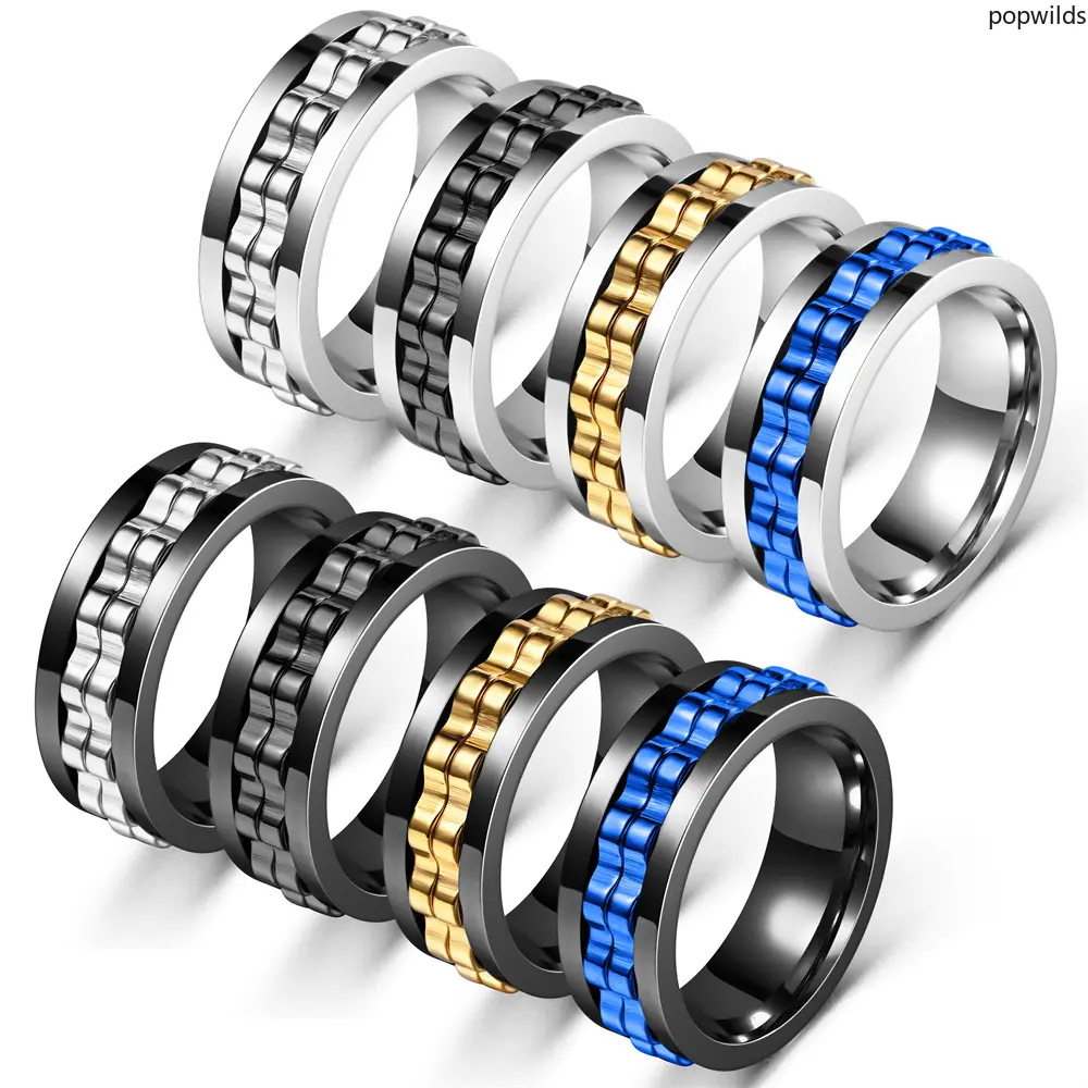 Rotatable Spinner Ring Stress Relief Fashion Stackable Anxiety Relief Finger Jewelry For Women Men