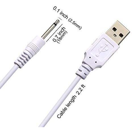 (2 Pack) Fast  Replacement USB  | DC Charger Cord - 2 Ft - 2.5mm