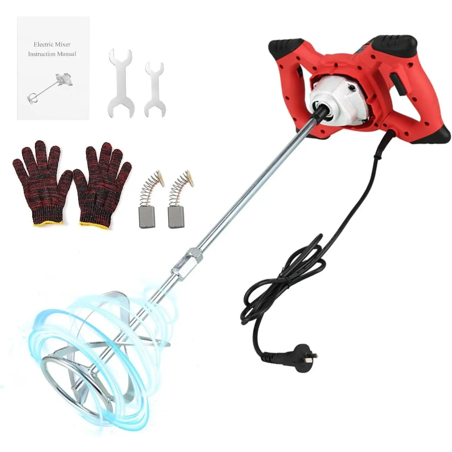 Cement Mixer 2300W, Handheld Electric Concrete Mixer with 6 Adjustable Speed, 110V Portable Mud Mixer  Mixer for Motar Grout Plaster Thinset Fodder Stirring Tool