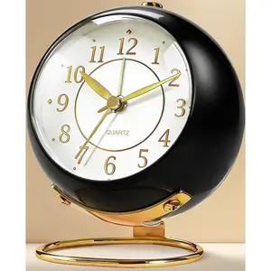 Retro Analog Alarm Clock – Small Silent Non-Ticking Desk Clock with Night Light, Battery Powered for Bedroom, Travel & Kitchen