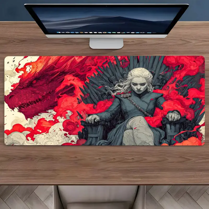 Daenerys Targaryen Mouse Pad - Mother of Dragons Non-Slip Large Computer Desk Mat with Dragon Design, Epic TV Series Office & Gaming Desktop Decor, Desk Accessory, Aesthetic Desk Accessories, Computer Accessories for Desk