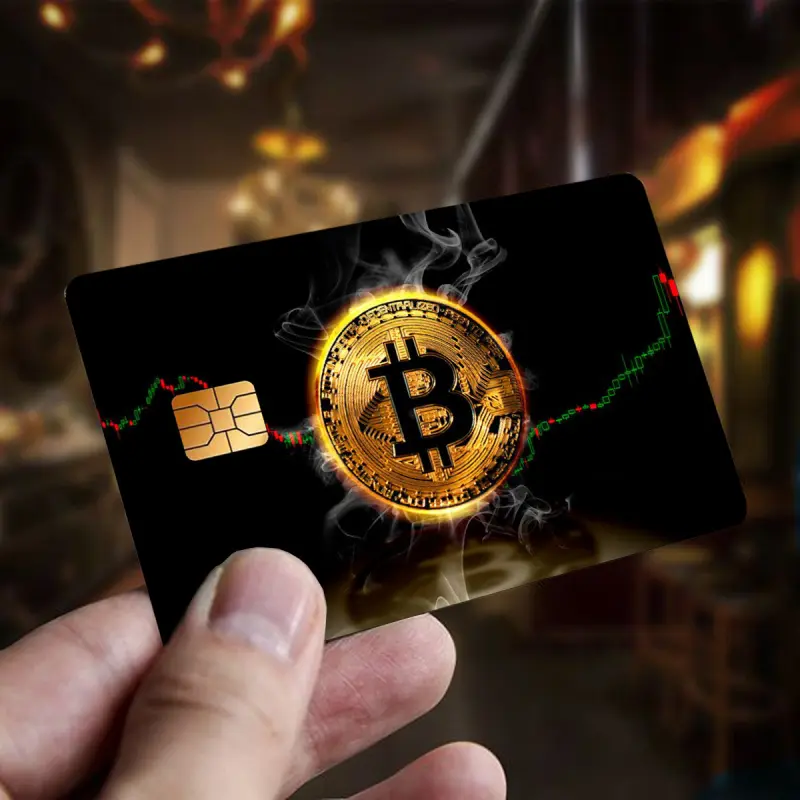 1 Set of 4 Beautifully Designed Stickers, Cool Stickers, Bitcoin Theme, Party Gifts, Suitable for EBT, Transportation, Keys, Credit Cards, Debit Cards, Card Protectors, Protect Bank Cards, Matte Texture, Digital Printing, Suitable for Small Chip Cards