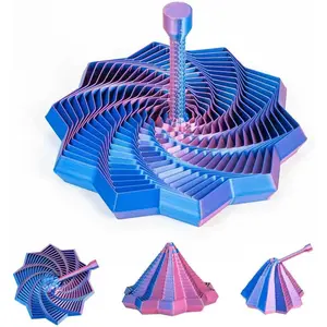 3D Printed Expanded Sensory Fidget Star, Transformable Stress Relief Finger Toy with Detachable Handle, for Office Desks as Stress-Relief Gifts, ADHD & Stress Relief (Red-Blue)fidget toys