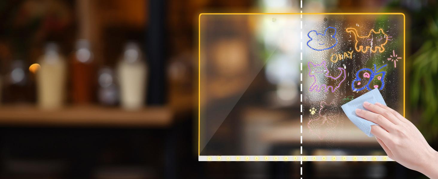 LED Note Board with Seven Colors 13"x10" for Kids 3-12 Stimulate Painting Potential Enhance Color Cognition Light Up Dry Erase Boards with 7 Markers Soft Cloth Hanging Chain Holiday Trend Gift Christmas Gift neon color Light-Up Drawing