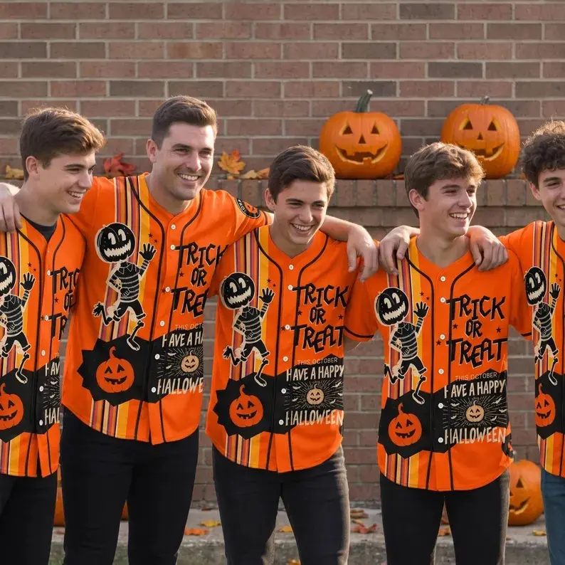 Halloween Baseball Jersey, Trick Or Treat Pumpkin Jersey, Spooky Gift for Men, Women, and Teens for Parties #Halloween Baseball Jersey #Halloween Gifts #TikTokMadeMeBuyIt #TikTokShop