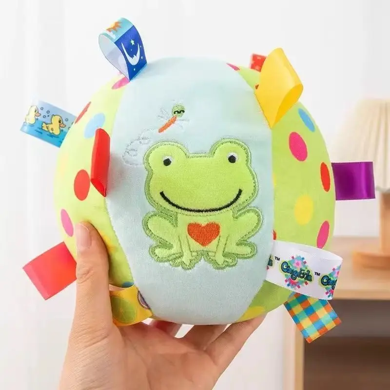 Colorful Ribbon Cartoon Frog Plush Toy, Soft Short Fur Dog Toy, Sound-Making Chew Toy for Small and Large Dogs, Indoor Outdoor Play