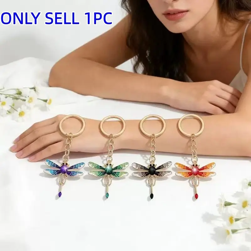 Creative Rhinestone Dragonfly Keychain, Fashionable Car Accessory, Alloy Key Ring, Gift Idea, Stylish Key Holder, Unique Decoration, Bling Bling Keychains, Cool Keychains