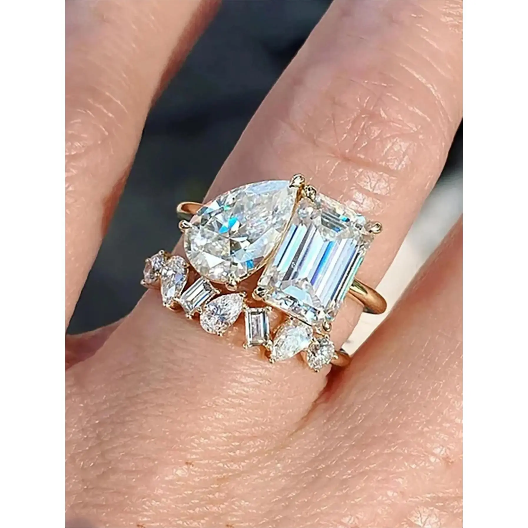 Women's Sparkling Zircon Rings for Women - Elegant Artificial Gemstone Engagement Jewelry, Trendy Luxury Glitter Ballet Dance Accessory, Ideal Birthday Gift, Elegant Glittering Ring, Female, Synthetic/Simulated Coloured Gemstone, Trendy Luxury Glitter Jew