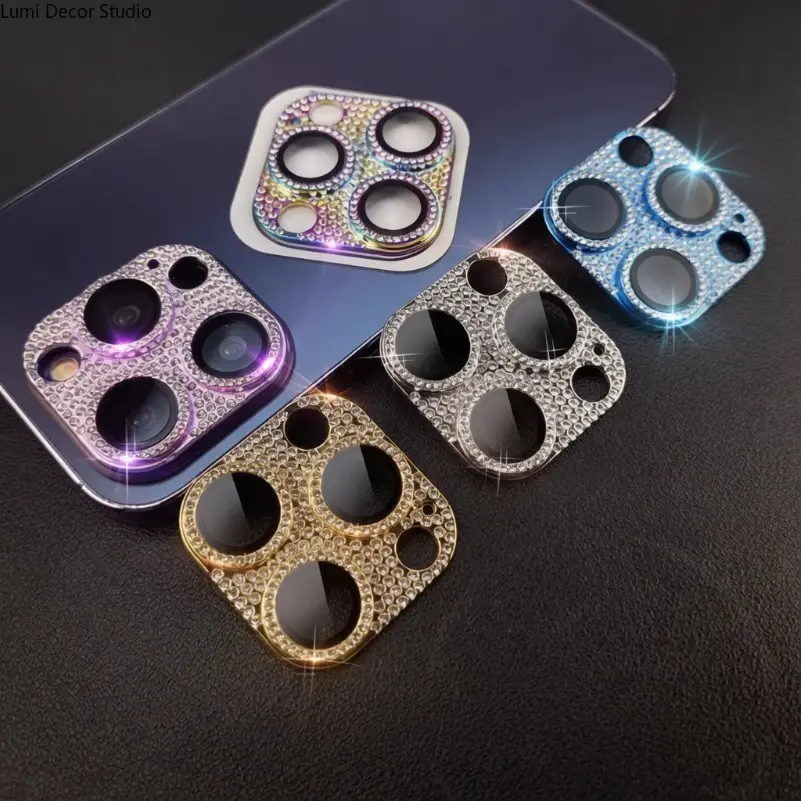 Rhinestone Camera Lens Protector - One-Piece Glitter Rear Camera Ring Film for 12-18 Pro Max Phones, Daily Decor and Scratch Protection, Smartphone, Handheld, Cellphone, Protective,sohochic