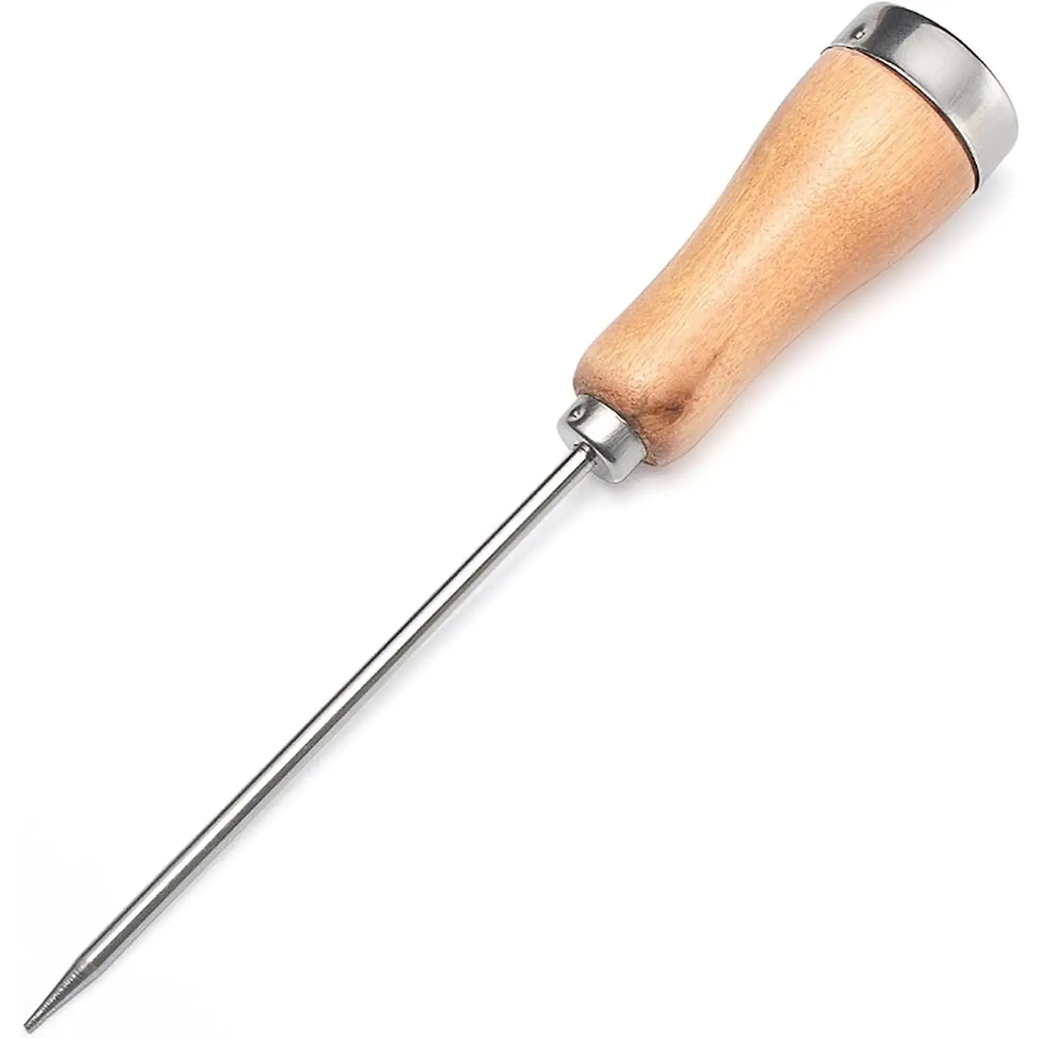 8.5 Inch Silver Stainless Steel Ice Pick with Wooden Handle, 1 Pcs Ice Breaking Tool for Home and Bar Use