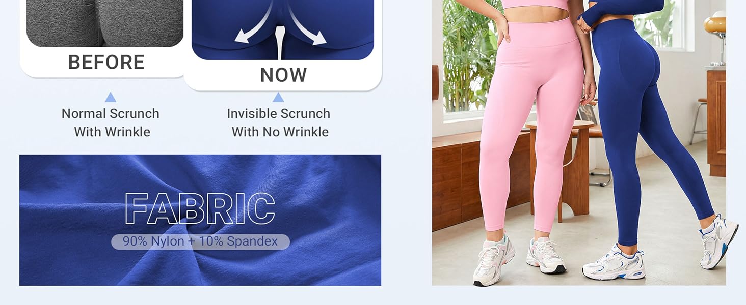 Butt Lifting Leggings for Women Seamless Hidden Scrunch Workout Leggings 24" Baderiy Gym Yoga Booty Pants