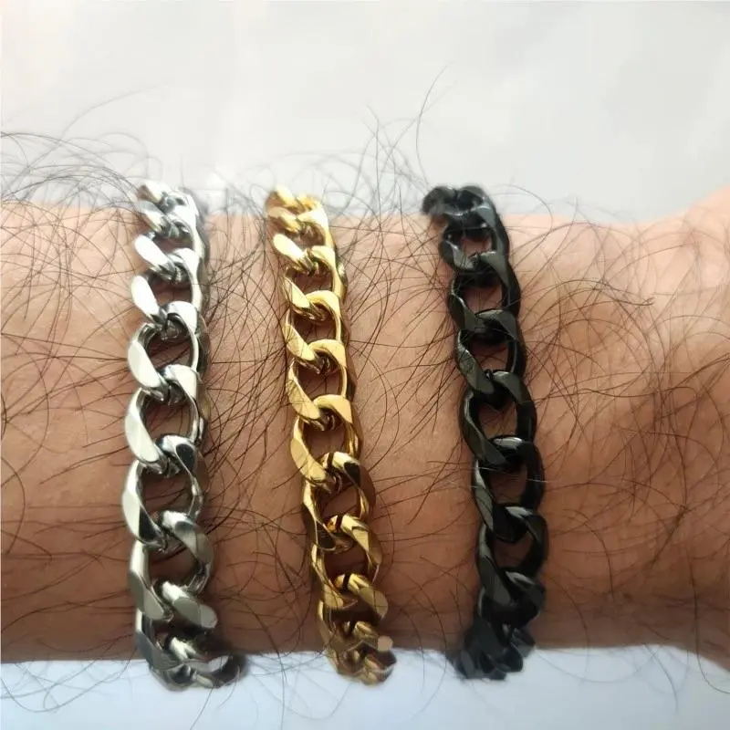 Classic Cuban Chain Bracelet in Stainless Steel, Unisex Jewelry Gift, Available in 3, 5, and 7mm Widths