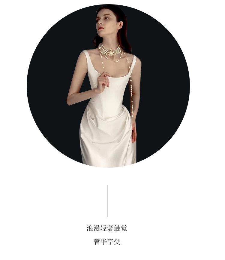 Satin Light Wedding Dress 2026 – Vintage Simple Spaghetti Strap Departure Gown, Small Train Bridal Evening Dress