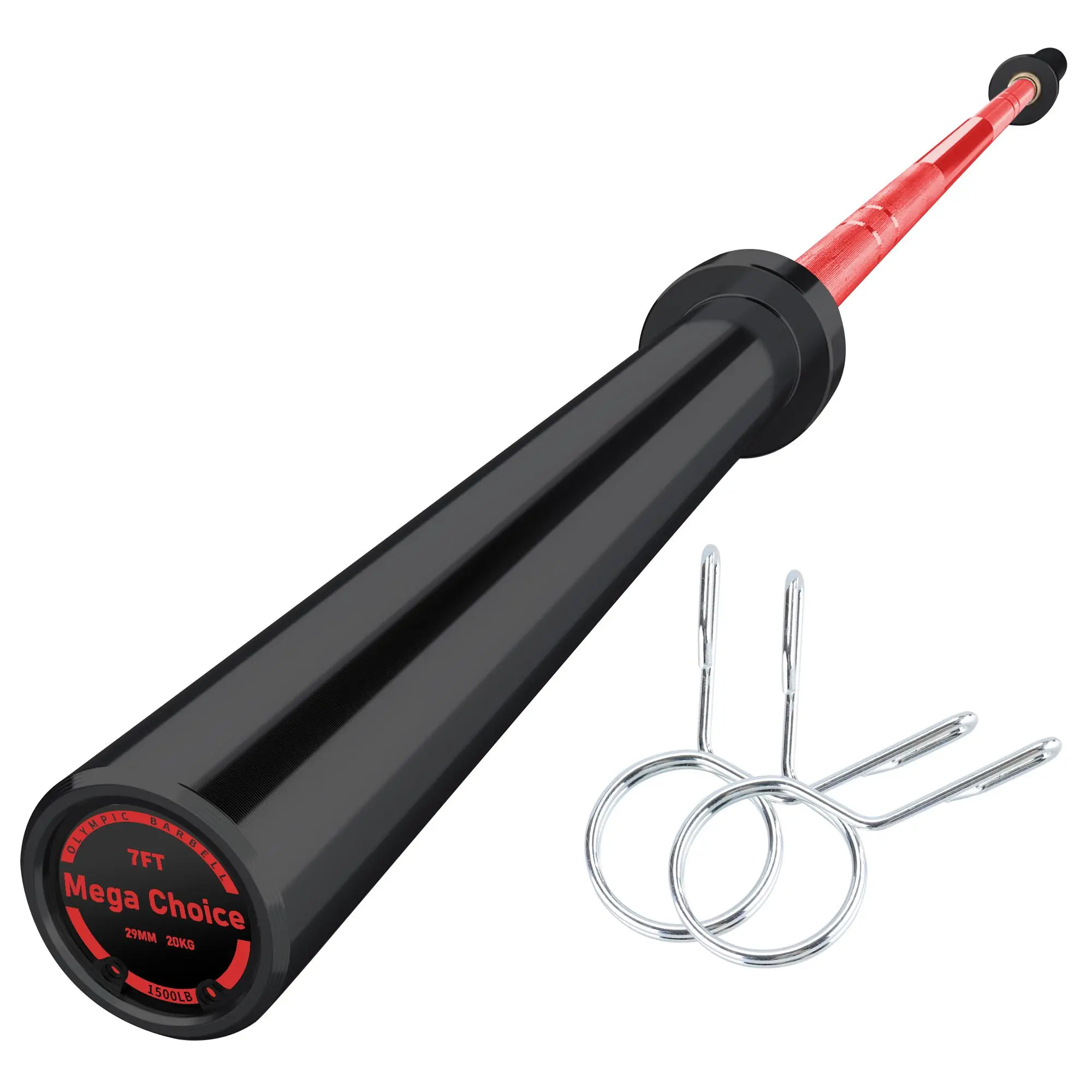 Olympic Barbell Bar 7FT 45LB, Straight Alloy Steel with 1500 lbs Capacity & Precision-Engineered Knurling, Fits 2" Plates for Powerlifting & Strength Training