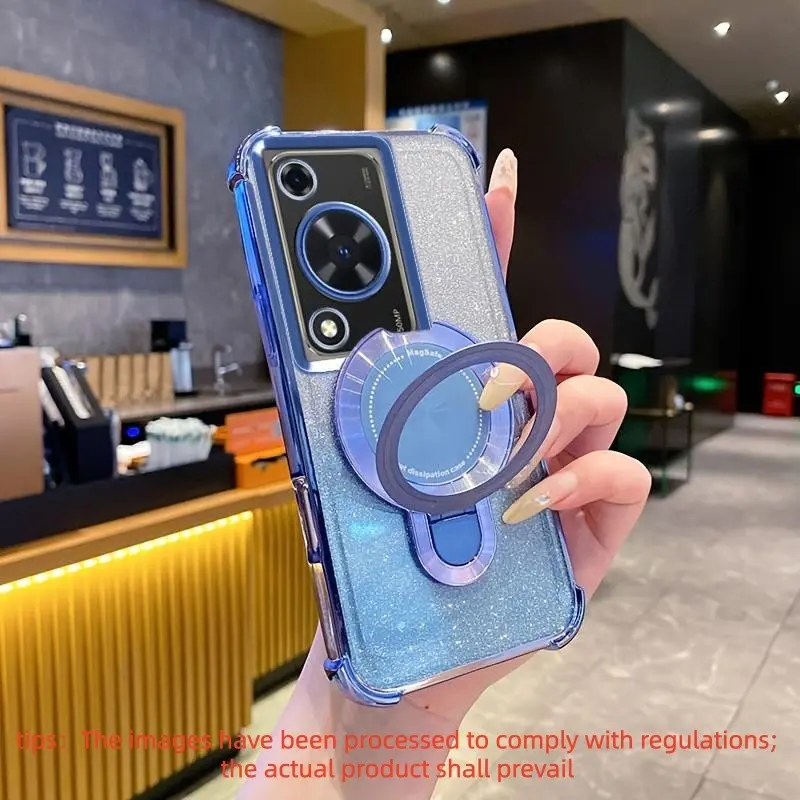 for HUAWEIP30 Lite/P30/P30 Pro/P60/P60 Pro/Nova 8/Nova 9/Nova 9 SE/Nova 11i/Nova 12i/Nova12Lite/Nova11/Nova 10/Nova 10 Pro/Nova Y72/phone case, Casing cute sparkling transparent shiny with metal magnetic stand luxury plated shockproof protective case