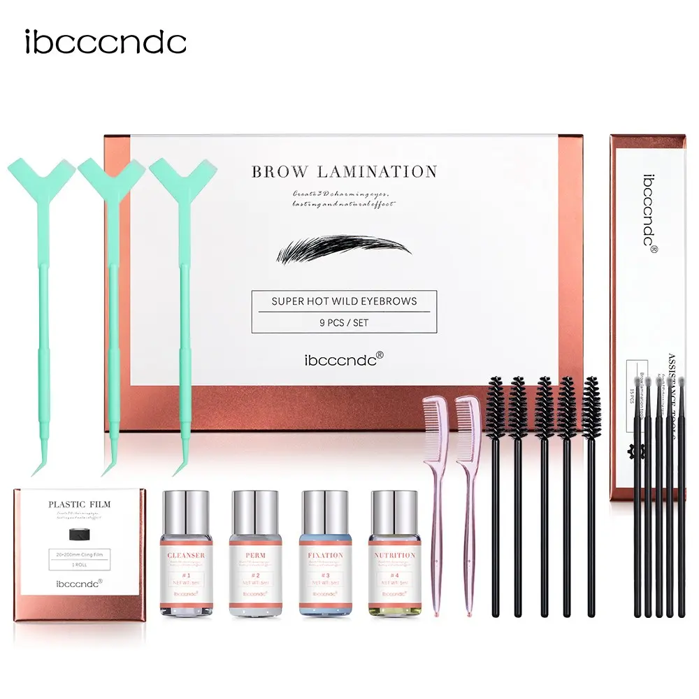 Eyebrow Lamination Kit, 9-Piece Brow Treatment Set for Quick Cold Brow Lamination, Styling Agent for Wild Brows, Complete Brow Care Essentials