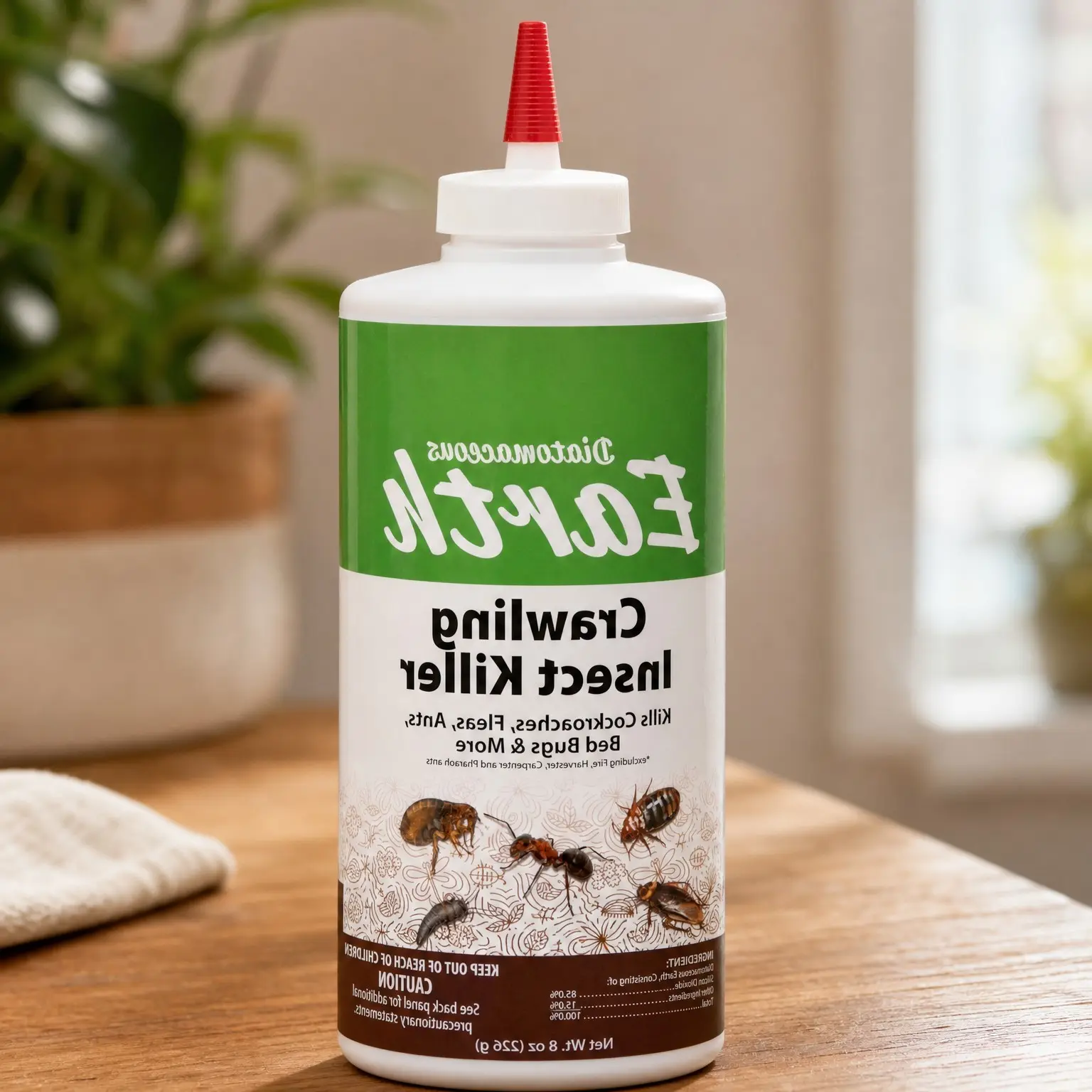 8 oz Diatomaceous Earth Crawling Insect Killer — 100% Natural Dust for Ants, Roaches, Bed Bugs, Fleas — Indoor & Outdoor UseGift