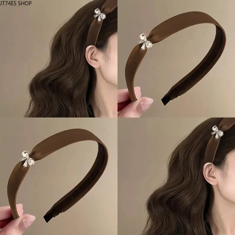 Women's 2026 New Smooth Satin Headband - Unisex Lightweight Skin-Friendly Hair Accessory with Bow Detail, Elegant Minimalist Niche Travel Piece, Headbands For Women, Bow Accent, Round Headband