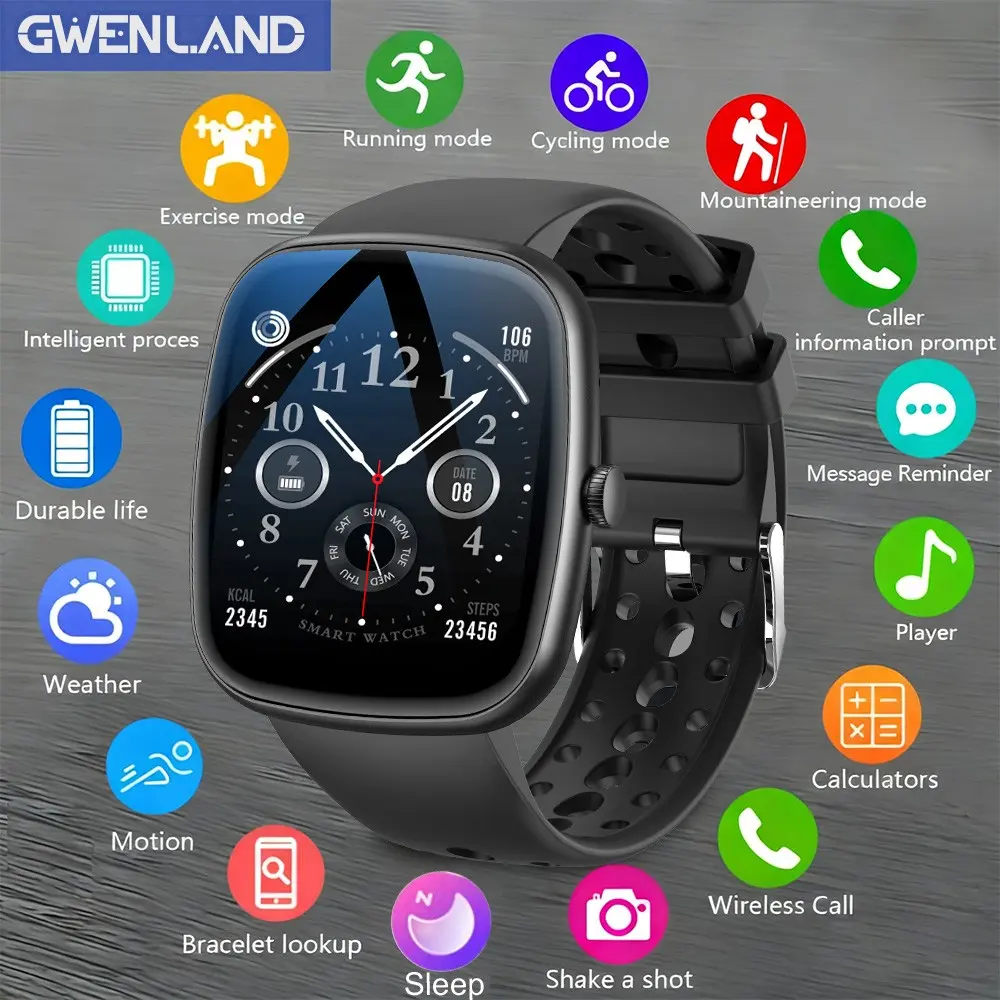 New Smart Watch with 1.83'' HD Screen, Ai Voice, Wireless Call, 100+ Sports Modes, Activity Monitor, Sporty Design, Lightweight, Durable
