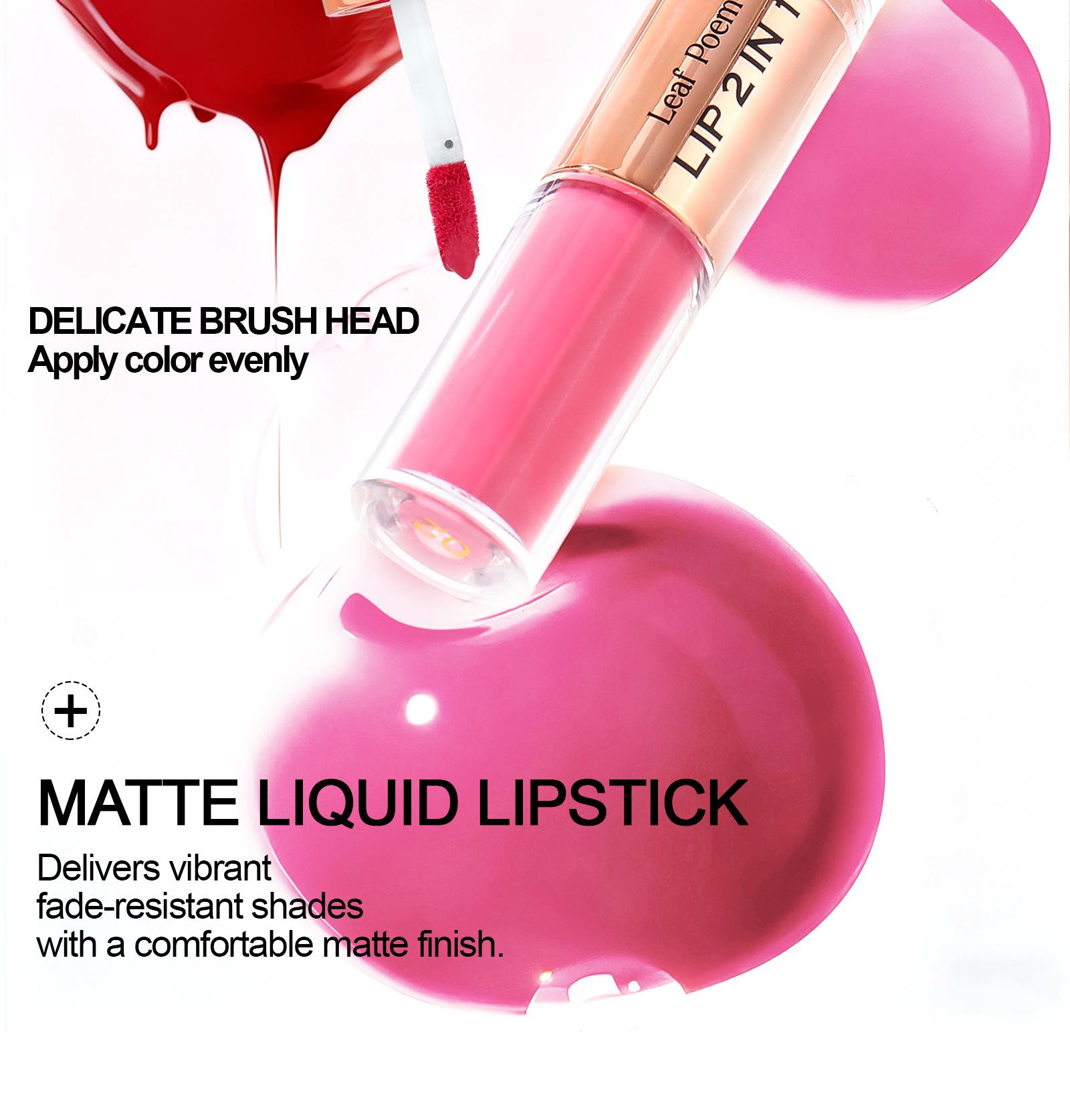 Dual-ended two-in-one lipstick and lip liner, matte non-stick cup non-fading pearlescent lip gloss, long-lasting matte lipstick