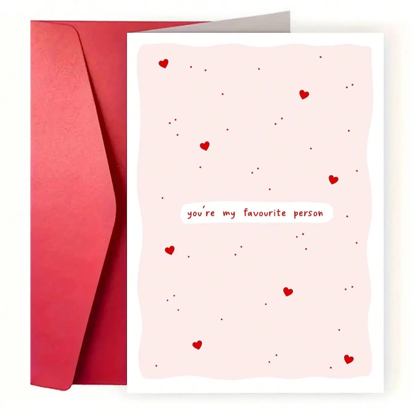 1pc You're My Favourite Person Valentine's Day Card | Cute Pink Heart Anniversary Card | Romantic Greeting Card For Him Or Her