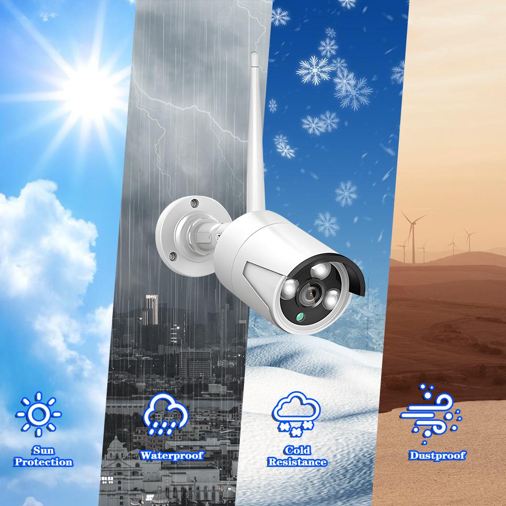 5MP Wireless Security Camera System with One-Way Audio,4Pcs 5MP Outdoor/Indoor WiFi Surveillance Cameras, HD Video,Night Vision, Weatherproof,Motion Detection,DC12V Power Cord Christmas gift