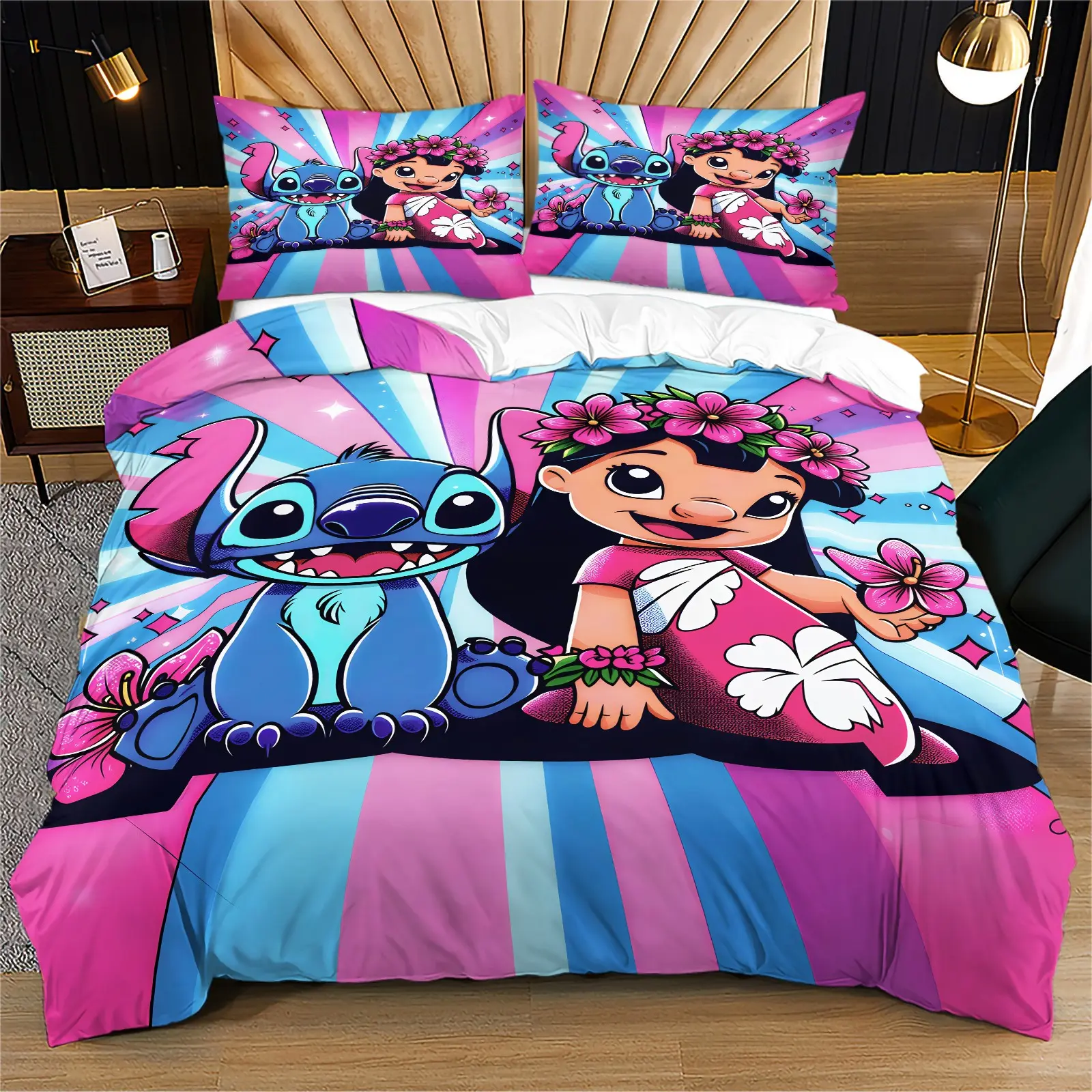 Stitch Pattern Duvet Cover Set, Soft And Durable Bedding Set, Contains 1 Duvet Cover And 1 Or 2 Pillowcases, No Cotton Inner Core, Suitable As Holiday Birthday Bedroom Decorations For Teenagers And Adults