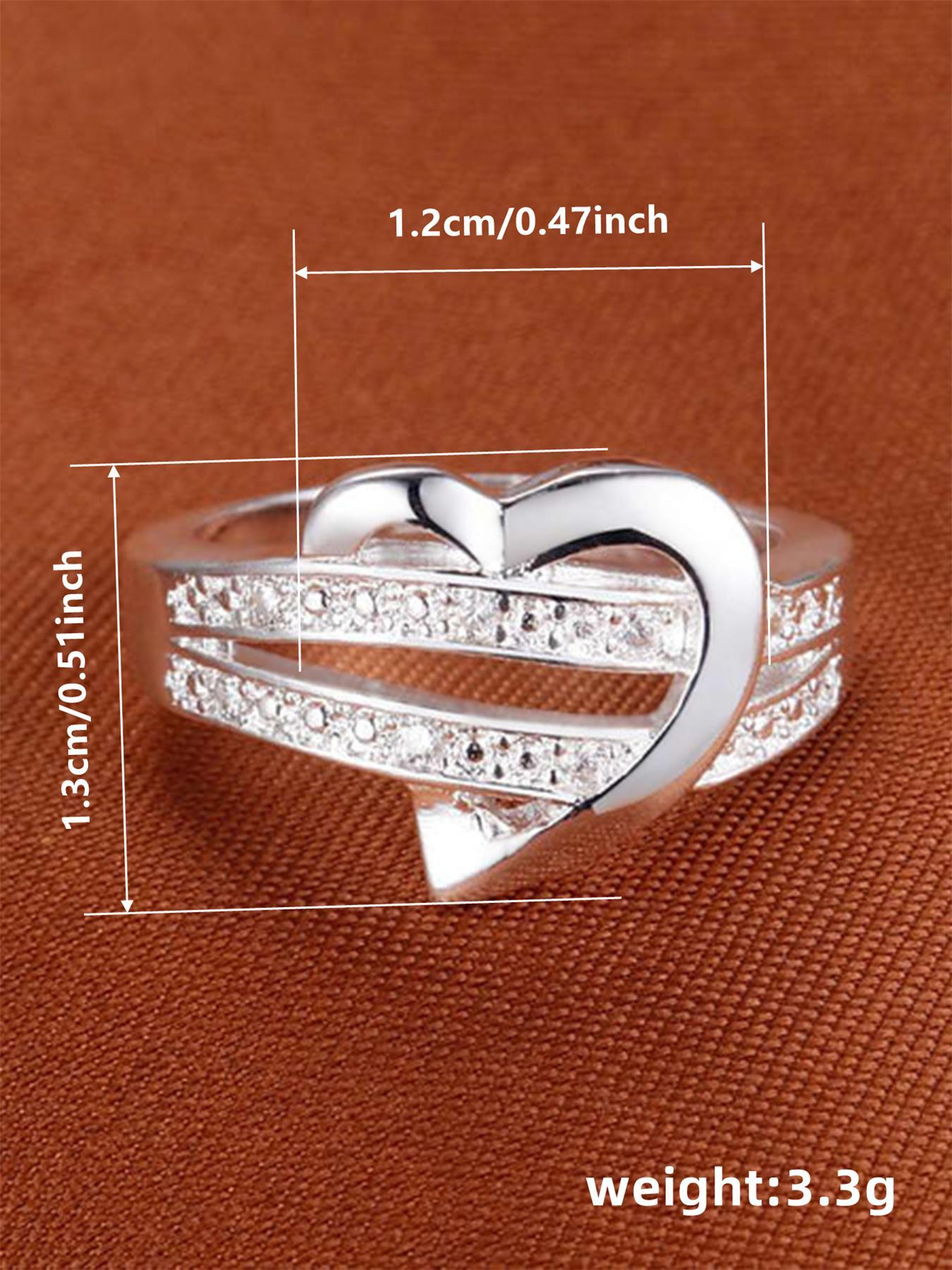 Fashion Heart Shaped Artificial Zircon Decor Ring, Elegant Jewelry for Women for Party, Daily Clothing Decor, Trendy All-match & Exquisite Jewelry for Engagement Wedding Birthday Gift, Heart Design Ring